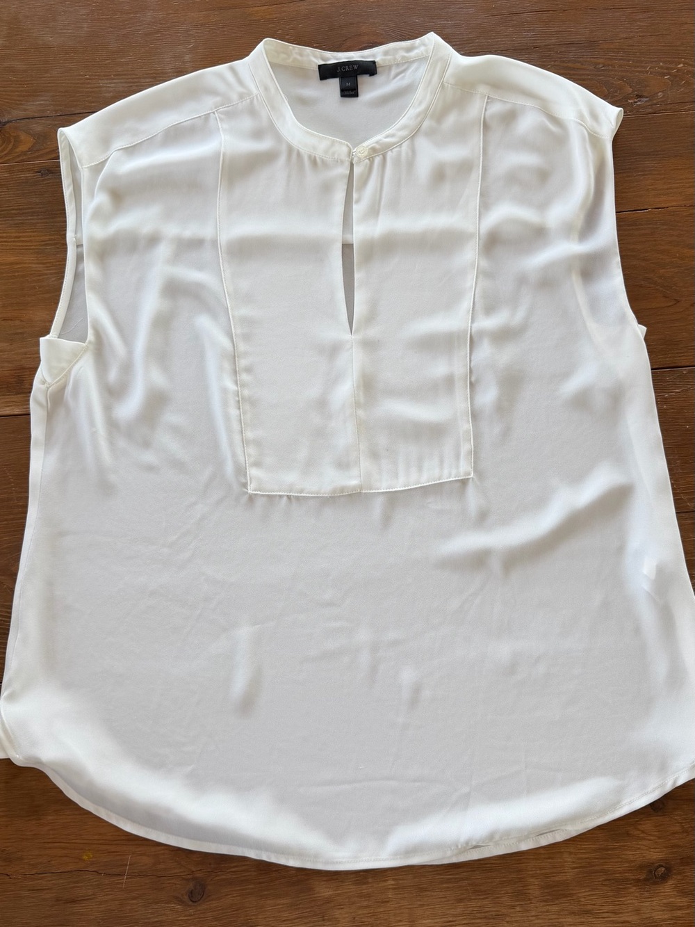 J. Crew Ivory Split-Front Sleeveless Blouse